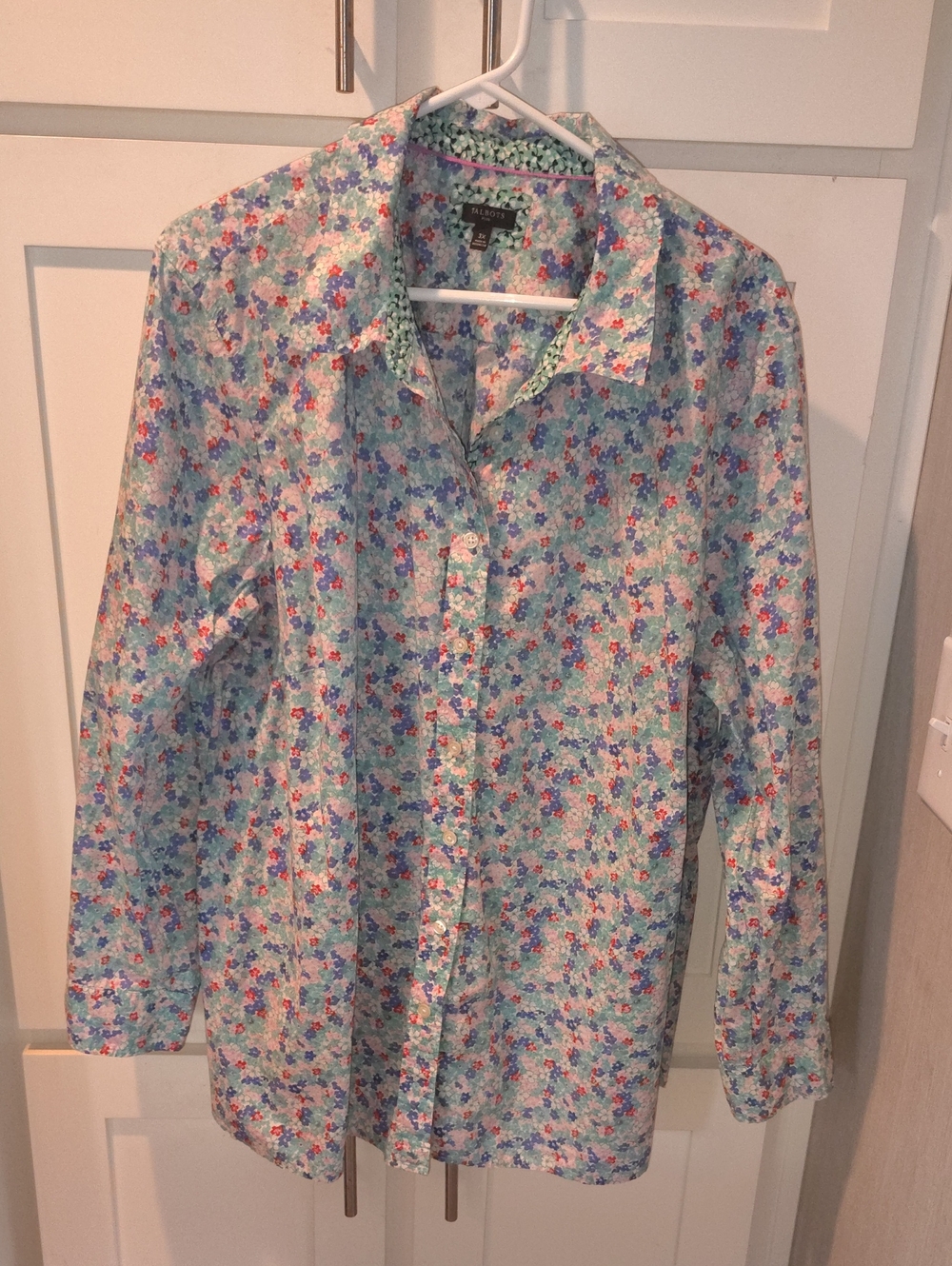 Talbots Blue Floral Print Button-Down Shirt